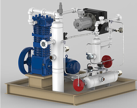 BVR-2 model skid-mounted two-stage reciprocating compressor for vapor recovery