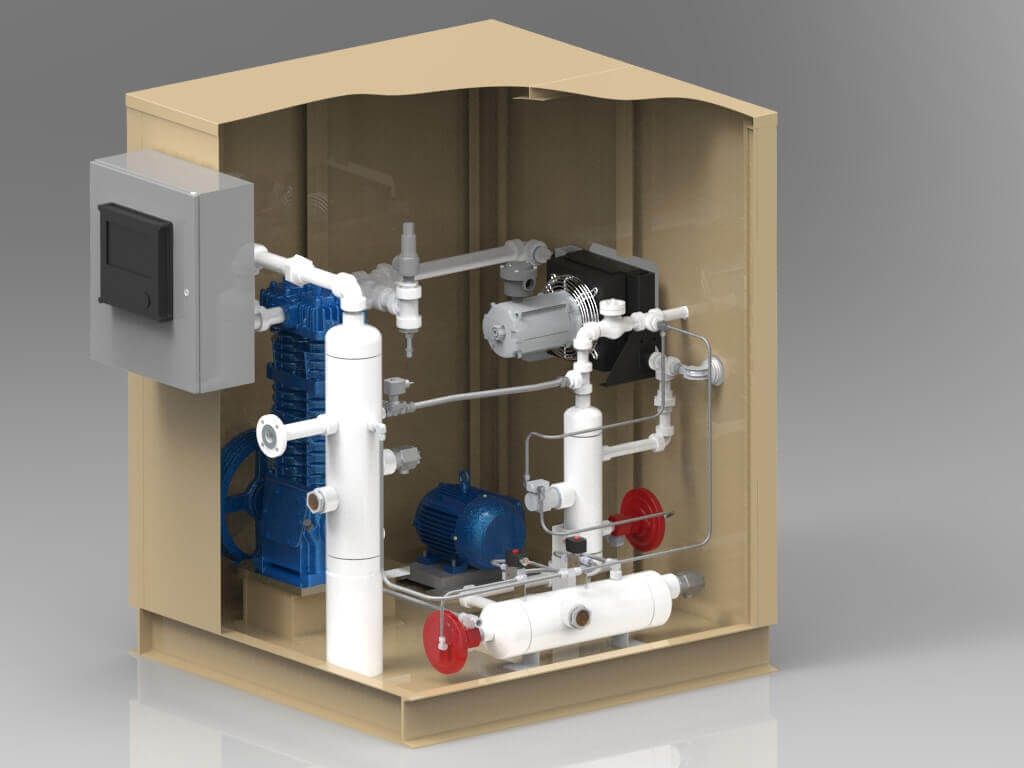 Two-stage gas compression system